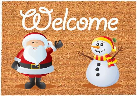 MAT COIR - SANTA SNOWMAN - Festive Christmas Doormat for a Warm Greeting