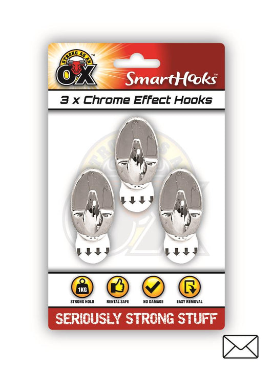 Smart Hooks Removable Hook Chrome 3pk - Stylish and Versatile Wall Organizer for Home and Office