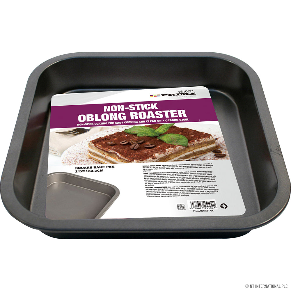 21 x 21 x 3.5cm Non-Stick Square Roaster - Premium Quality Oven Bakeware for Perfect Roasts