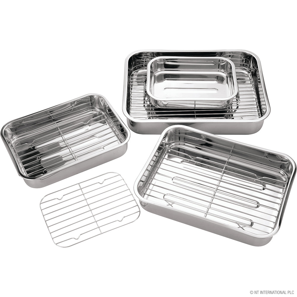 Ensemble de 4 rôtissoires en acier inoxydable de qualité supérieure avec grilles – Rôtissoires robustes pour des repas de fête parfaits