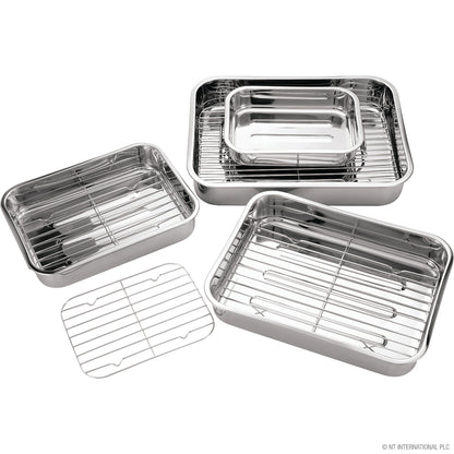 Ensemble de 4 rôtissoires en acier inoxydable de qualité supérieure avec grilles – Rôtissoires robustes pour des repas de fête parfaits