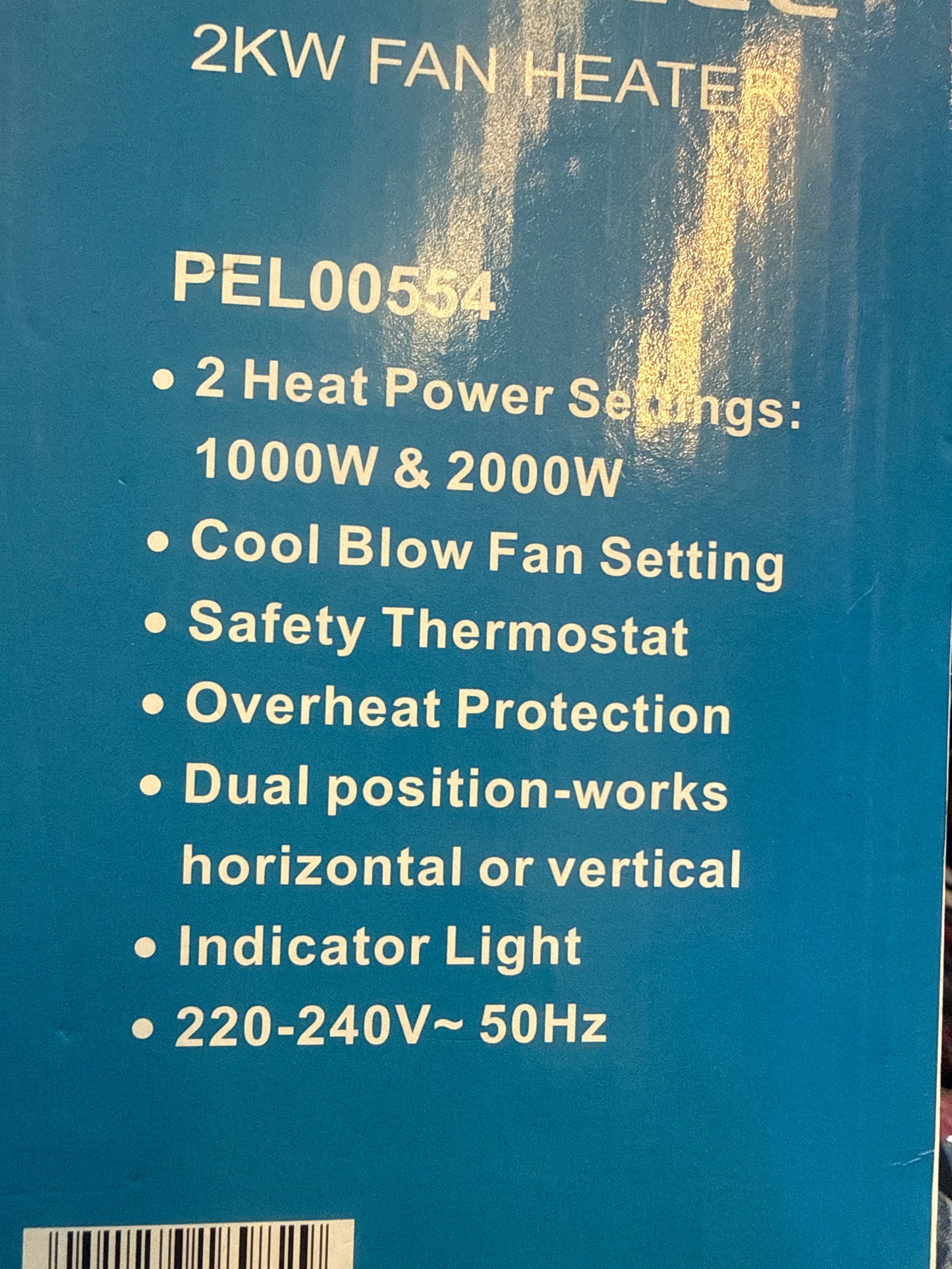 PRO-ELEC 2KW FAN HEATER