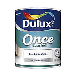 Peinture émail Dulux Once blanc pur brillant pour métal et bois, 750 ml