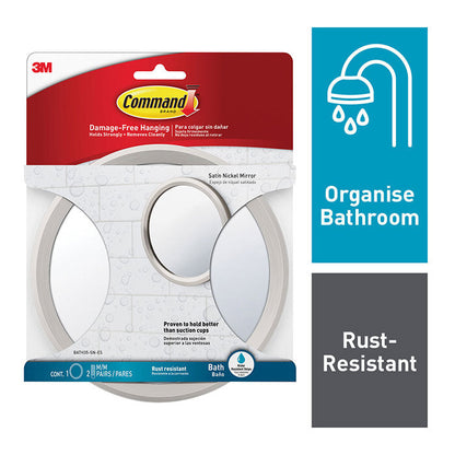 Miroir de salle de bain en nickel satiné Command BATH35-SN