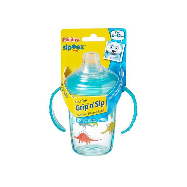 Nuby Sipeez Tasse d'apprentissage anti-fuite avec poignées 4-12M