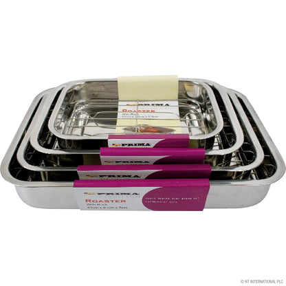 Ensemble de 4 rôtissoires en acier inoxydable de qualité supérieure avec grilles – Rôtissoires robustes pour des repas de fête parfaits