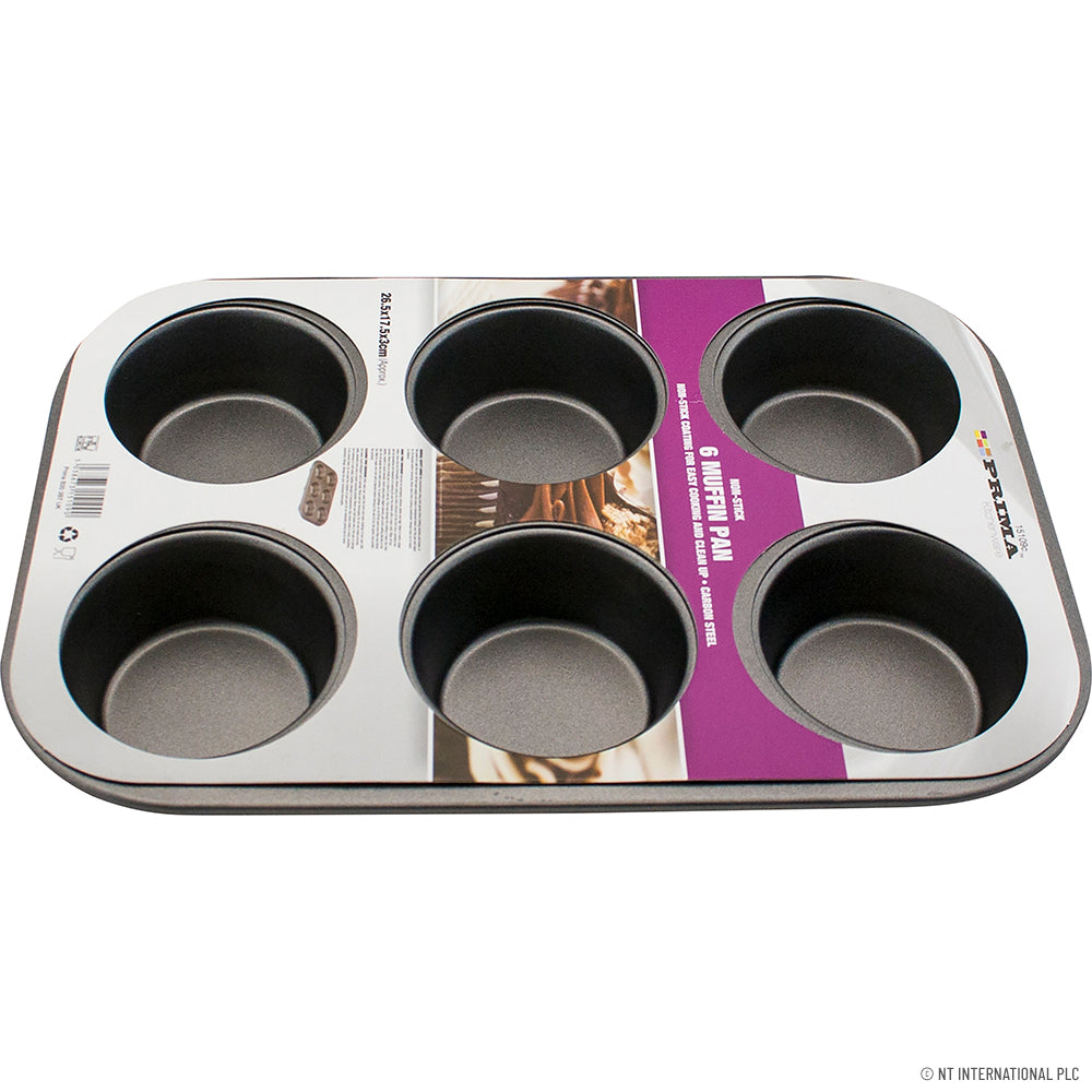 Moule à muffins antiadhésif 6 alvéoles - Plaque de cuisson pour muffins, cupcakes et mini quiches parfaits - 26,5x17,5x3cm