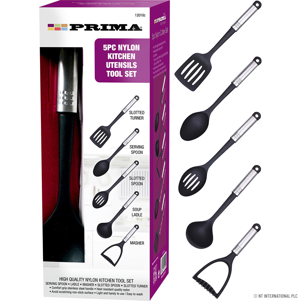 5pc Nylon Utensil/Cutlery Tool Set - Essential Cooking Tools for Precision and Durability