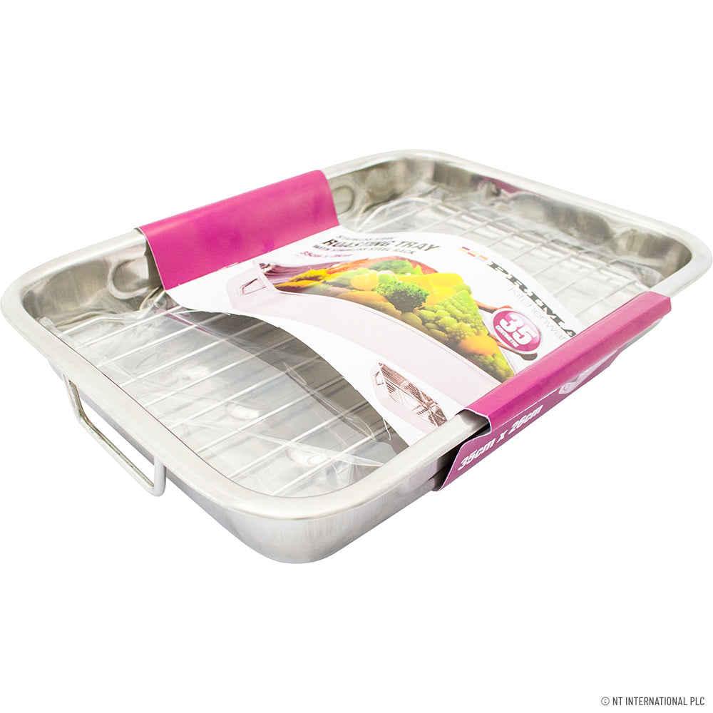 Versatile 35cm Baking Tray with Rack - Premium Non-Stick Oven Pan Set for Perfect Roasting and Baking