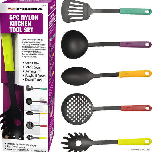 Ensemble de 5 ustensiles de cuisine en nylon - Essentiels pour chaque chef à domicile