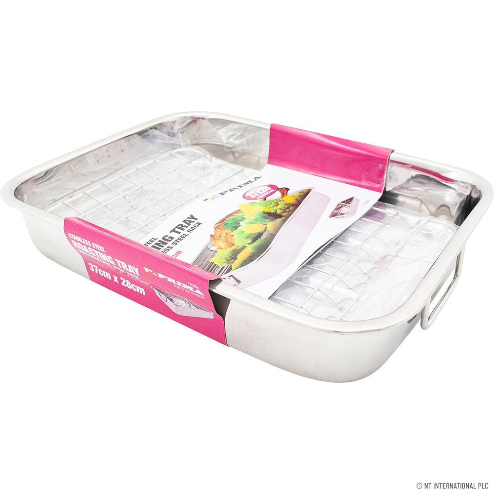 Rôtissoire en acier inoxydable 37 cm x 28 cm avec grille - Idéale pour des rôtis parfaits et les repas de fête