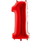 40INCH RED FOIL BALOON NUMBER 1