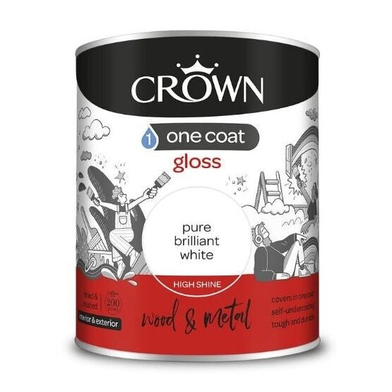 Peinture Brillante Monocouche Blanche Crown 750ml