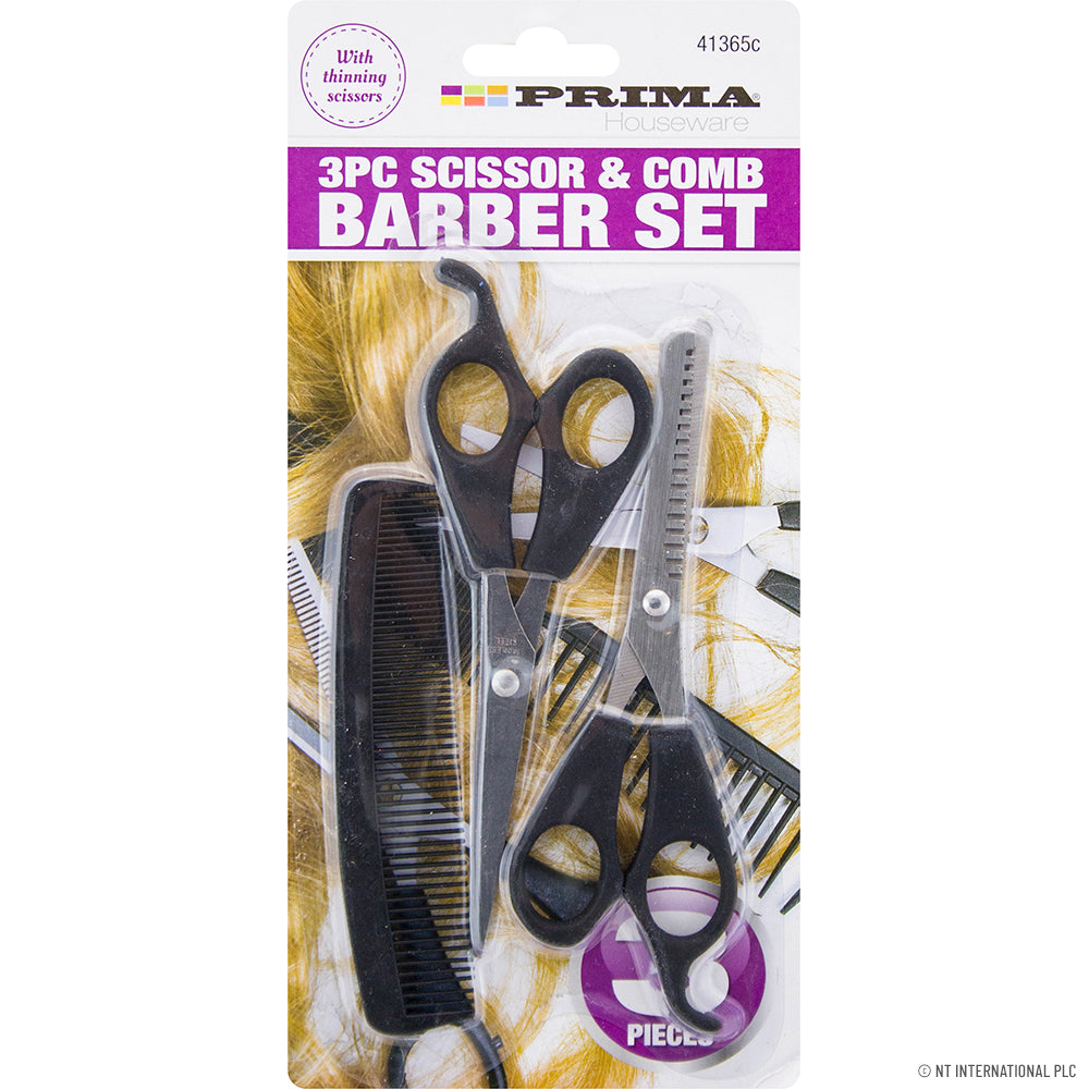 Professional 3pc Scissor & Comb Barber Set for Precision Haircuts