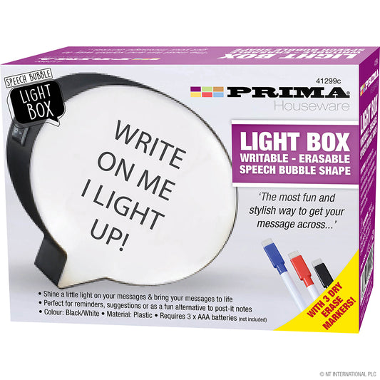 Boîte lumineuse personnalisable avec bulle de dialogue – Personnalisez votre message, inscriptible et effaçable