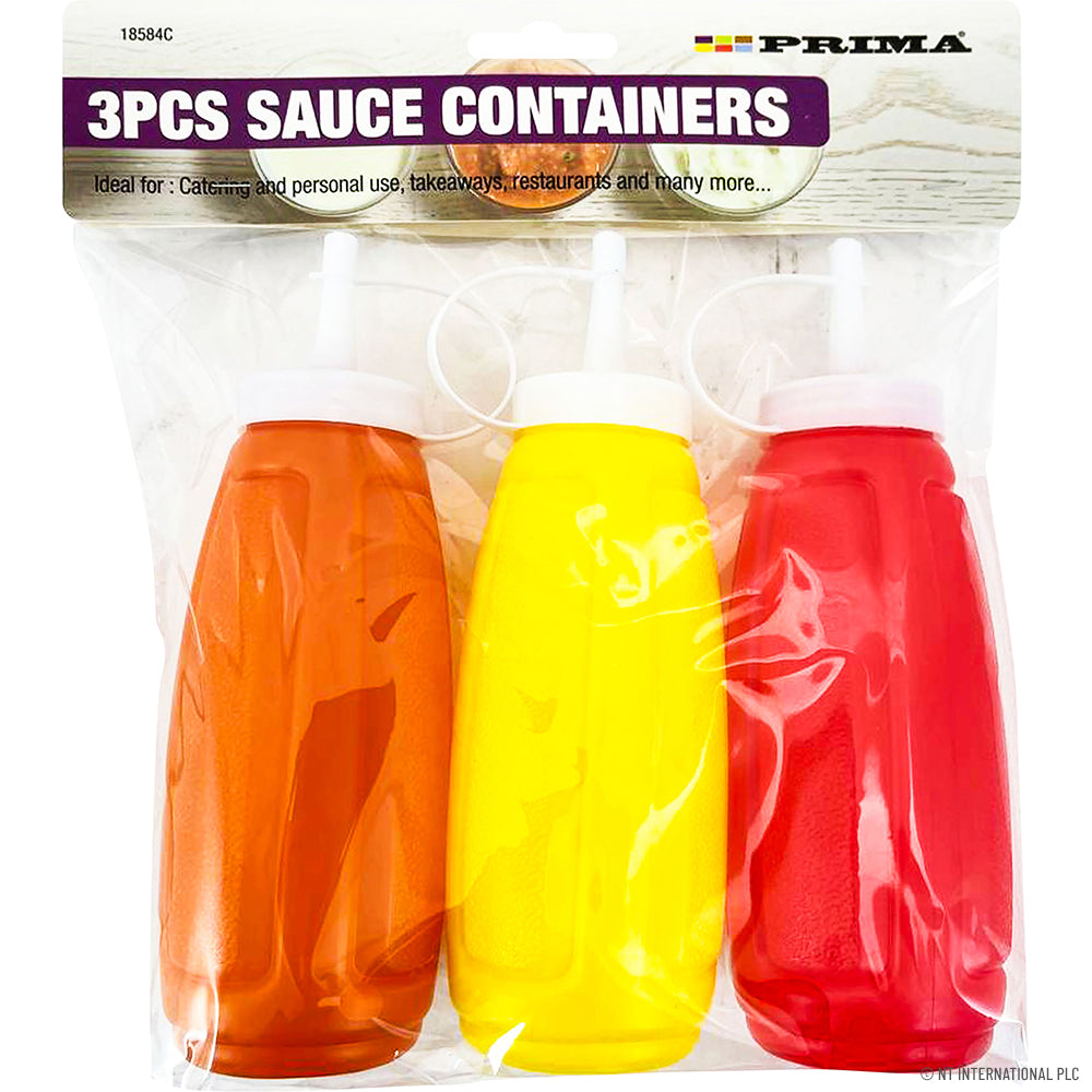 3pc Sauce Bottles Set Ideal for Ketchup and Mustard