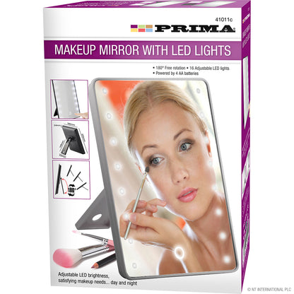 Miroir de maquillage 16 LED Miroir de salle de bain tactile éclairé cosmétique et rasage