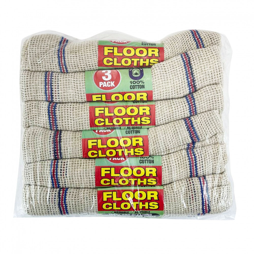 Best 3-Pack Floor Cloths Cotton - 15" x 18" Quality Cleaning Essentials