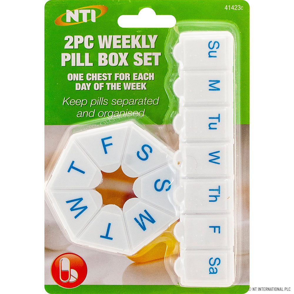 2pk 7 Day Weekly Pill Box Set Convenient Pill Organizer