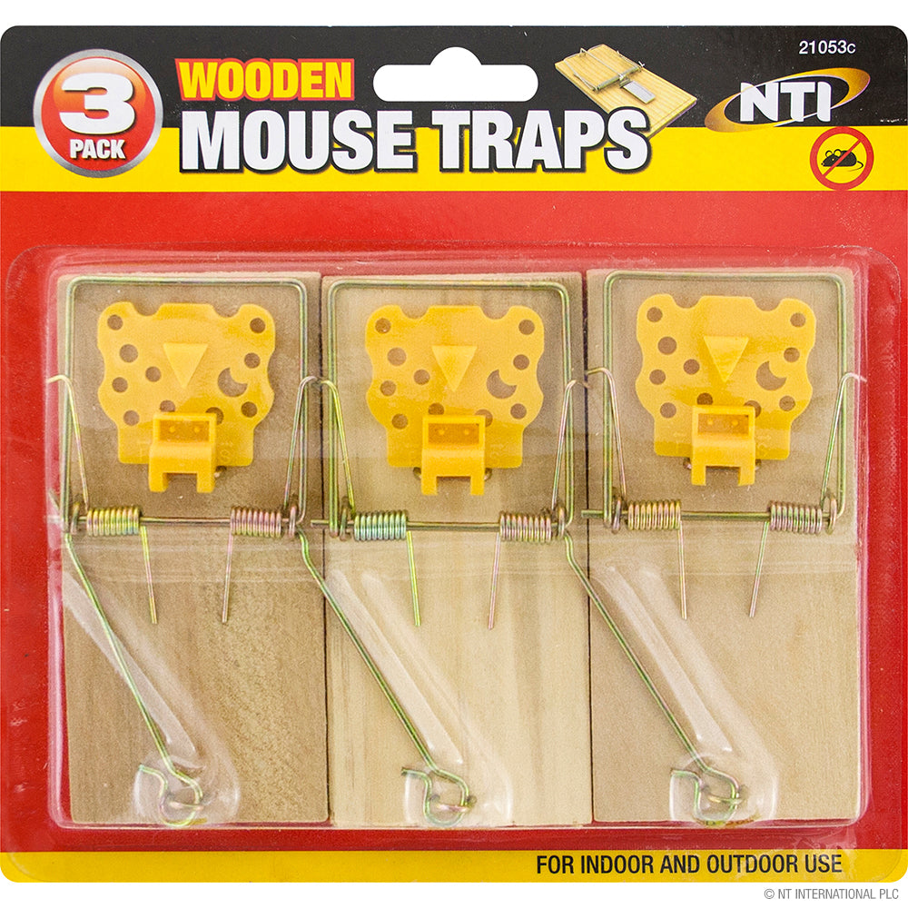 3pc Wooden Mouse Traps on Card Reliable Pest Control Solution