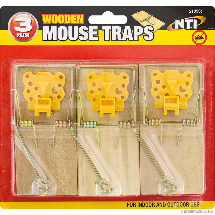 3pc Wooden Mouse Traps on Card Reliable Pest Control Solution