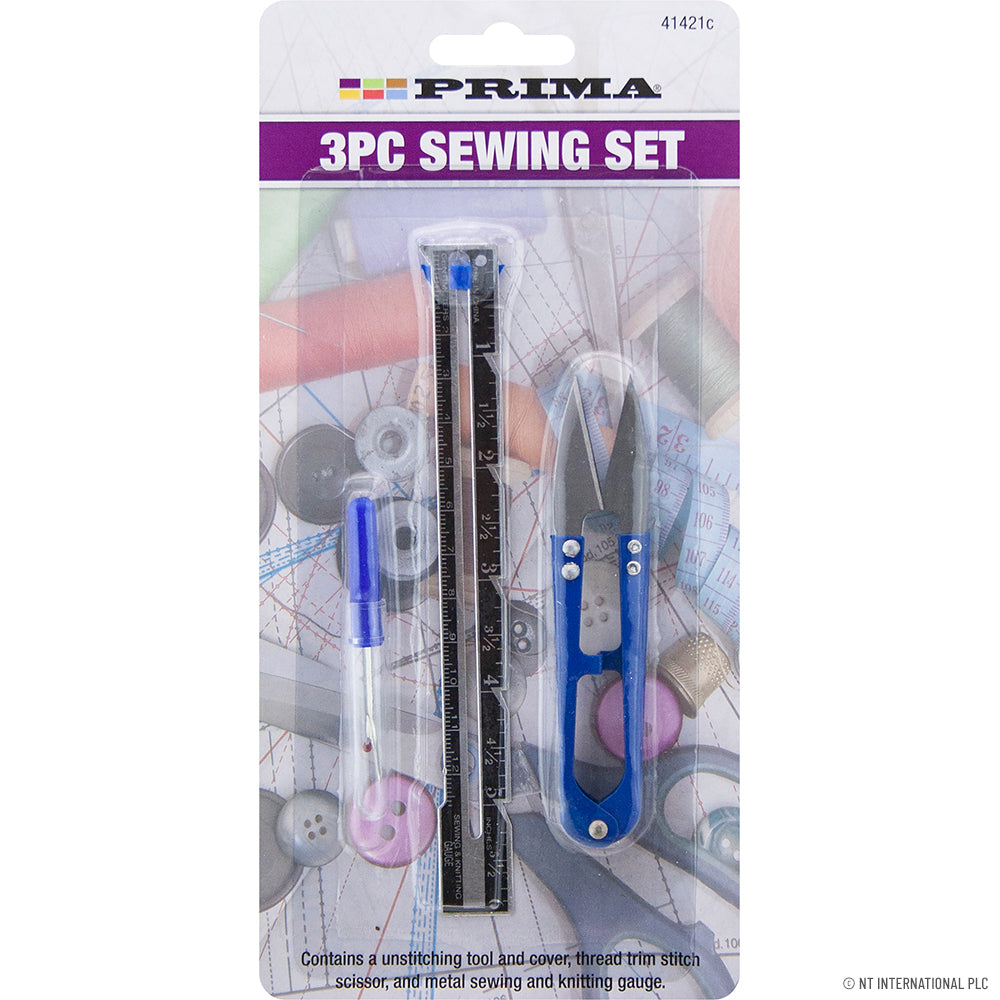 Essential 3-Pack Sewing Set Ruler, Scissors Convenient Crafting Tools