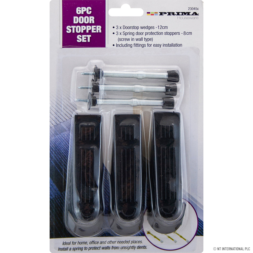 6pc Door Stopper Set - 3 Springs / Wedges