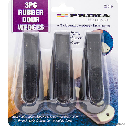 3-Pack Door Stop Wedges - Black Rubber Keep Doors Securely Open