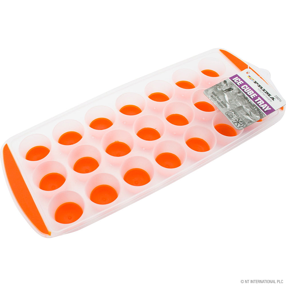 Lot de 2 moules à glaçons ronds en silicone Prima, poussoir, orange, couleurs assorties