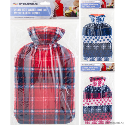 2L Hot Water Bottle with Fleece Cover Ultimate Winter Comfort