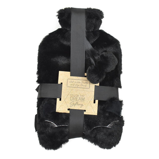 Leak Proof Hot Water Bottle Bag Plush Cover Eye Mask | Hot Or Cold Therapy