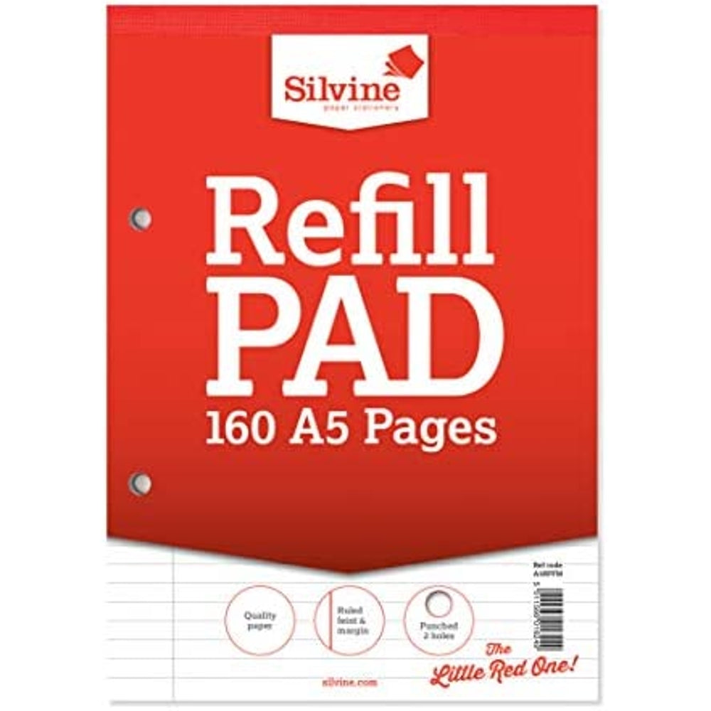 Silvine A5 Feint and Margin Refill Pad (210 x 148mm)