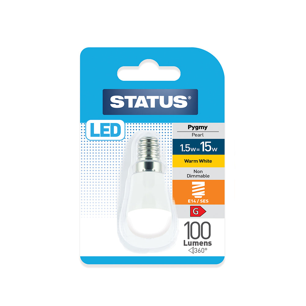 1.5w = 15w = 100 lumens - Pygmy/Fridge - E14 - Pearl - 1 pk