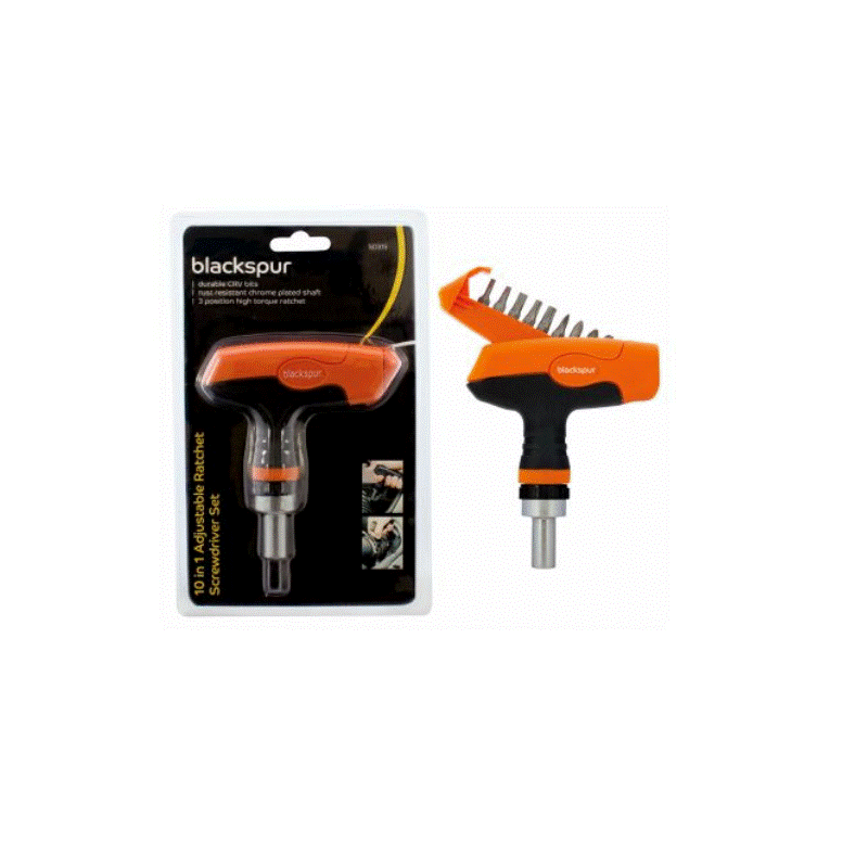 Blackspur 10 in 1 Adjustable Ratchet Screwdriver Set