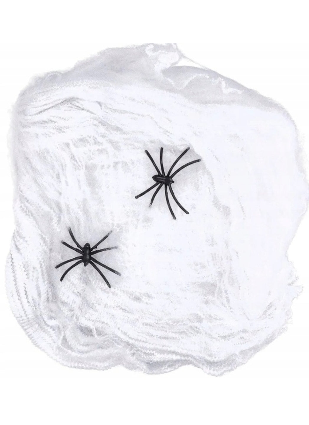 Artificial White Spider Web Decoration Halloween Ornament Net + 2 Spiders 60g