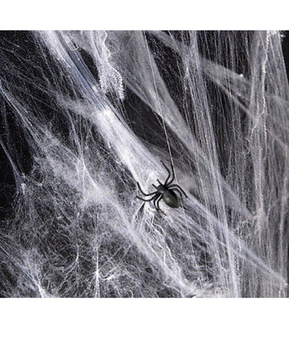 Artificial White Spider Web Decoration Halloween Ornament Net + 2 Spiders 60g