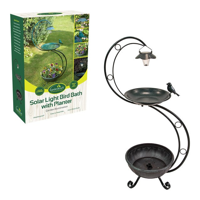 Solar Bird Bath With Planter