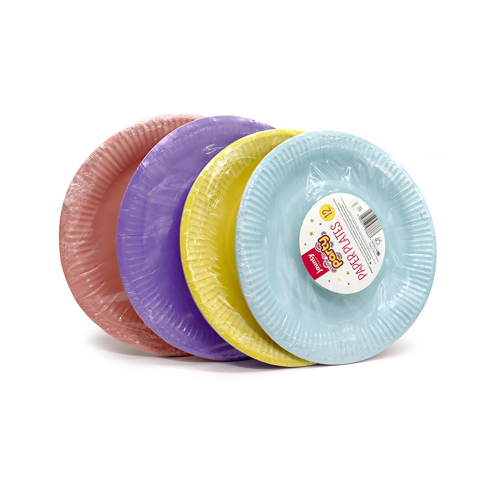 Pastel Paper Plates 12PK Assorted Colors