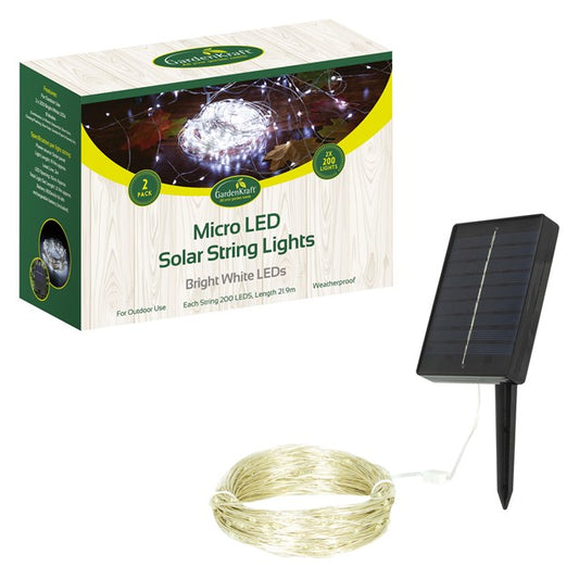 2PK-200 Micro Solar LED String Light-Bright White