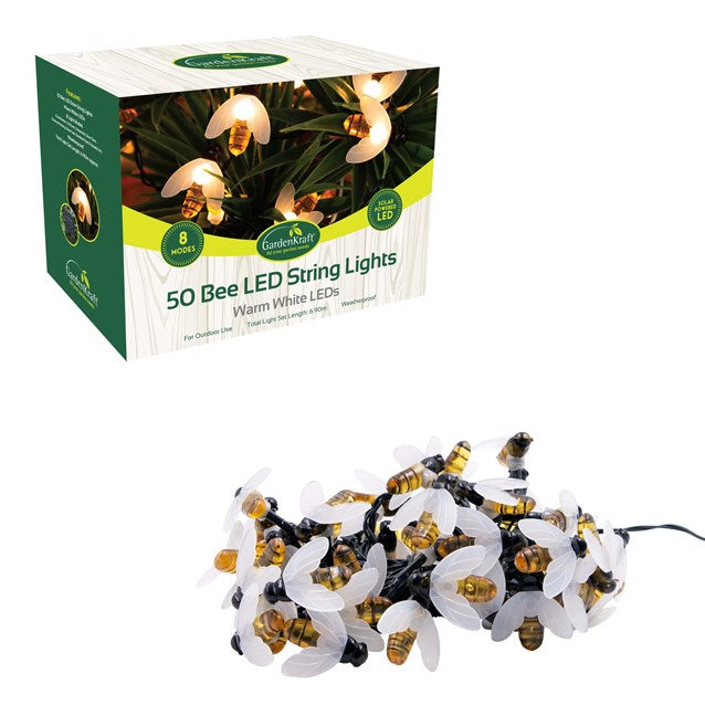 50 Solar Bee Decoration LED String Lts-WarmWhite