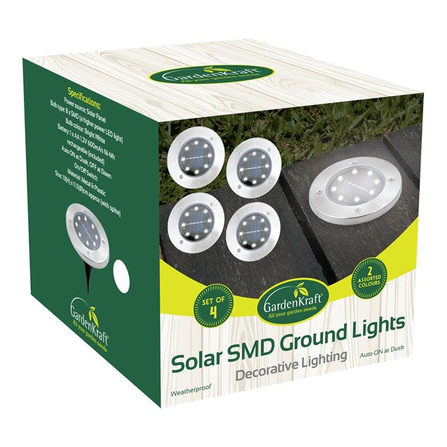 4PK S/S Solar Ground Light-Bright White