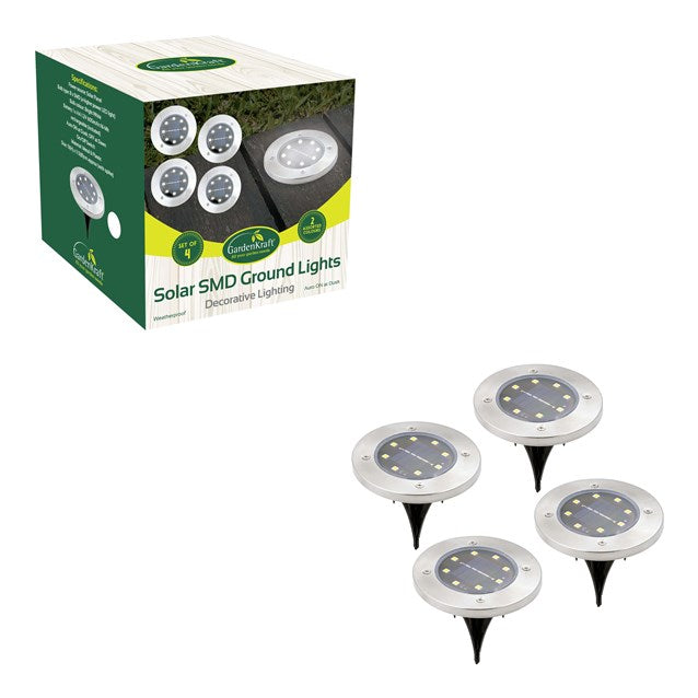 4PK S/S Solar Ground Light-Bright White