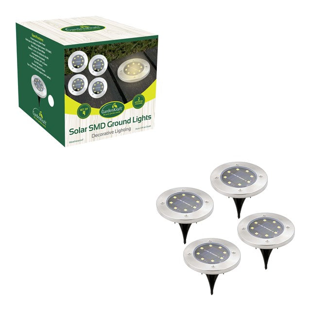 4PK S/S Solar Ground Light-Warm White