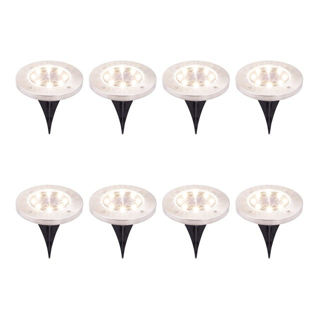 8PK S/S Solar Ground Light-Warm White