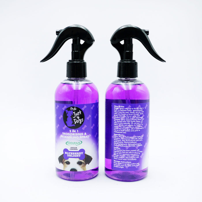 JUST 4 DOGS 2IN1 DEO&DETANGLE SPRAY BLUEBERRY 300ML