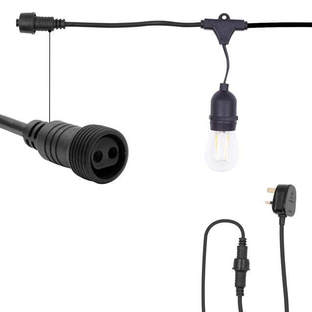Guirlande lumineuse de fête 2 ampoules E27 style 15, blanc chaud