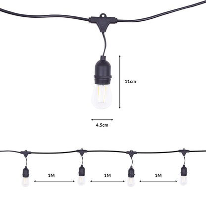 Guirlande lumineuse de fête 2 ampoules E27 style 15, blanc chaud