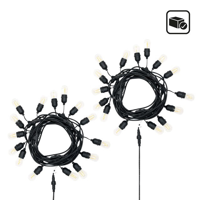 Guirlande lumineuse de fête 2 ampoules E27 style 15, blanc chaud