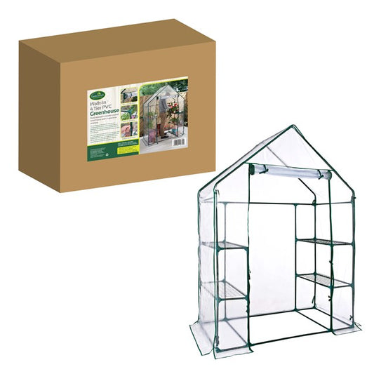 Walk In PVC Plastic Garden Greenhouse W/ 4 Shelves