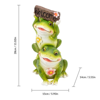 Cute couple Frog with Welcome Sign Garden Ornament